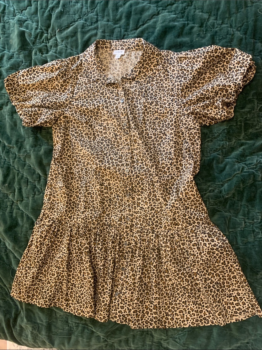 J. Crew Leopard-Print Peplum Tunic in Tan and Black